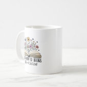 Ruhestands-Neues-Kapitel-Buch-Blumendesign Kaffeetasse (Vorderseite Links)