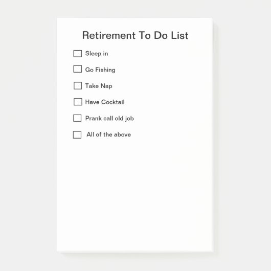 Ruhestands-Notizblock Post-it Klebezettel (Vorderseite)