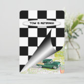 Ruhestands-Oldtimer Einladung (Stehend Vorderseite)