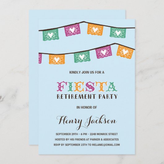 Ruhestands-Party der Spaß-Fiesta-| Einladung (Vorne/Hinten)