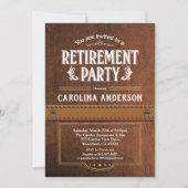 Ruhestands-Party Einladung. Nobles Imitatleder Einladung (Vorderseite)