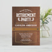 Ruhestands-Party Einladung. Nobles Imitatleder Einladung (Stehend Vorderseite)