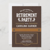 Ruhestands-Party Einladung. Nobles Imitatleder Einladung (Vorderseite)
