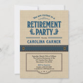 Ruhestands-Party Einladung. Nobles Leinwandleinen Einladung (Vorderseite)