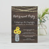 Ruhestands-Party Einladung - rustikale Sonnenblume (Stehend Vorderseite)