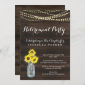 Ruhestands-Party Einladung - rustikale Sonnenblume (Vorne/Hinten)