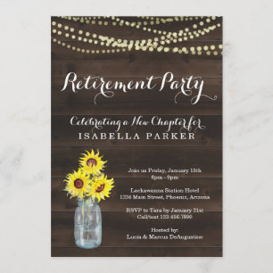 Ruhestands-Party Einladung - rustikale Sonnenblume
