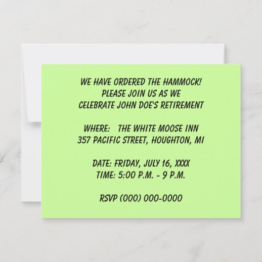 RUHESTANDS-PARTY EINLADUNGS-~ ERWORBENE EINLADUNG (Rückseite)