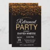 Ruhestands-Party Einladungs-Schwarzes und Einladung (Vorne/Hinten)