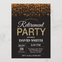 Ruhestands-Party Einladungs-Schwarzes und