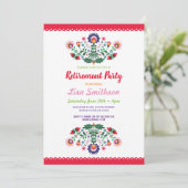 Ruhestands-Party-Fiesta-mexikanisches Blumen Einladung (Stehend Vorderseite)