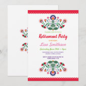 Ruhestands-Party-Fiesta-mexikanisches Blumen Einladung (Vorne/Hinten)