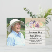 Ruhestands-Party-hölzerne Leinwand-rustikales mit Einladung (Stehend Vorderseite)