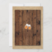 Ruhestands-Party jubelt Bieren zu, die hölzerner Einladung (Rückseite)