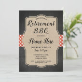 Ruhestands-Party laden Gingham GRILLEN Einladung (Stehend Vorderseite)