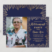 Ruhestands-Party-Marine-Goldblatt-Fall-Herbst-Foto Einladung (Vorne/Hinten)