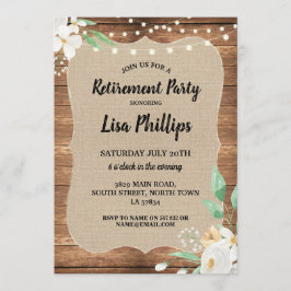 Ruhestands-Party-rustikale weiße Einladung