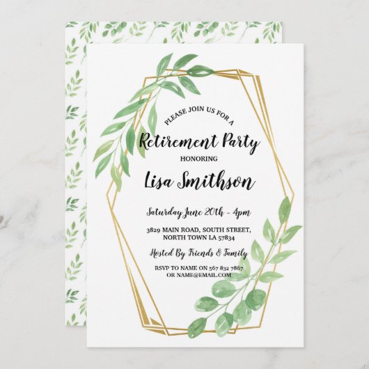 Ruhestands-Party verlässt Gold, Sommer zu Einladung (Vorne/Hinten)