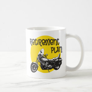 Ruhestands-Plan mit dem Motorrad-Zeichnen Kaffeetasse