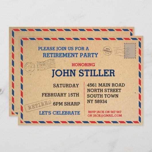 Ruhestands-Postkarten-Post-Posten laden Einladung (Vorne/Hinten)