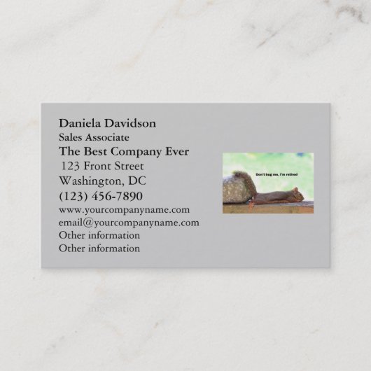 Ruhestands-Spaß-Eichhörnchen Visitenkarte (Vorderseite)