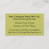 Ruhestands-Strategie-Visitenkarte Visitenkarte (Rückseite)