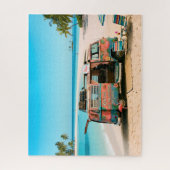 Ruhestands-Themen-Van am tropischen Strand Puzzle (Vertikal)