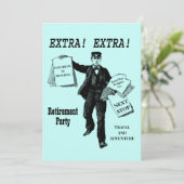 Ruhestands-Vintager Zeitungs-Mann personalisiert Einladung (Stehend Vorderseite)