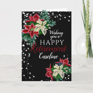 Ruhestands-Weihnachts-Poinsettie-Black-Karte Karte