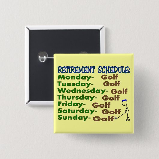 Ruhestands-Zeitplan GOLFSPIELER Button (Vorne & Hinten)