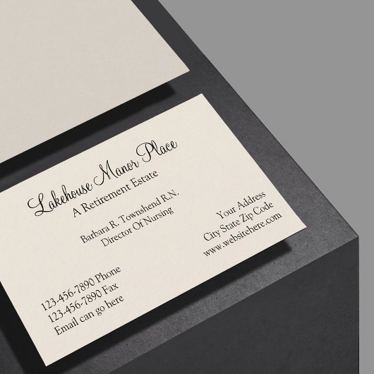 Ruhestands-Zuhause Visitenkarte