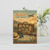 Ruhestandsabenteuer mit Vintage-Reise-Koffer (Stehend Vorderseite)