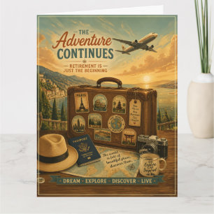 Ruhestandsabenteuer mit Vintage-Reise-Koffer Karte