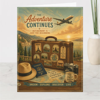 Ruhestandsabenteuer mit Vintage-Reise-Koffer Karte