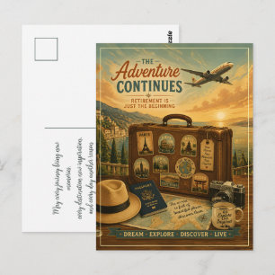 Ruhestandsabenteuer mit Vintage-Reise-Koffer Postkarte