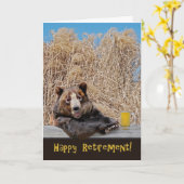 Ruhestandsbär mit Bier Karte (Gelbe Blume)