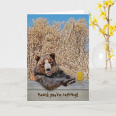 Ruhestandsbär mit Bier Karte (Gelbe Blume)