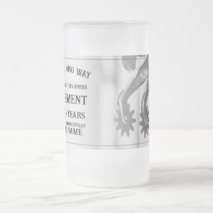 Ruhestandserklärung mit alten Sporen Mattglas Bierglas