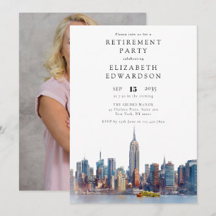 Ruhestandsfeier-Foto mit Skyline von New York City Einladung