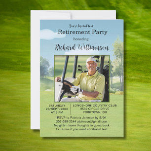 Ruhestandsfeier Foto Wasserfarbe Golf Thema Einladung