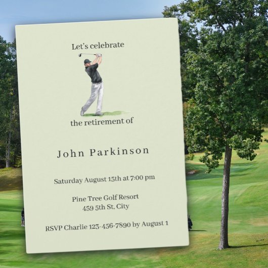 Ruhestandsfeier Golfer Wasserfarbe Einladung