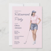 Ruhestandsfeier Golferin Wasserfarbe Einladung (Vorderseite)