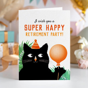Ruhestandsfeier mit schwarzer Katze und Luftballon