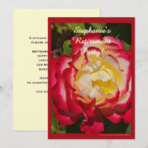Ruhestandsfeier Rot und Gold Rose Blumen Makro