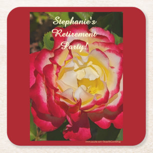 Ruhestandsfeier Rot und Gold Rose Blumen Makro  Rechteckiger Pappuntersetzer