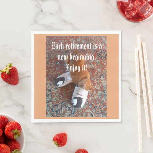 Ruhestandsfeier Serviette Ingwerkatze schlafend Fo (Beispiel)