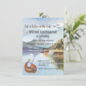 Ruhestandsfischerei am Seeufer Ankündigung (Stehend Vorderseite)