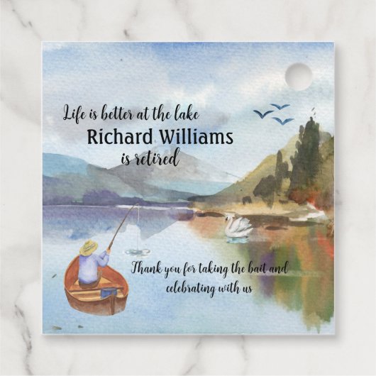 Ruhestandsfischerei am Seeufer Geschenkanhänger (Rückseite)