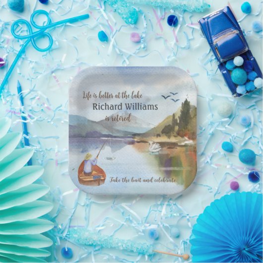 Ruhestandsfischerei am Seeufer Pappteller (Party)