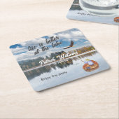 Ruhestandsfischerei am Seeufer Rechteckiger Pappuntersetzer (angewinkelt)